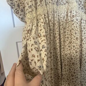 Floral Cream Dress with Lace Detail